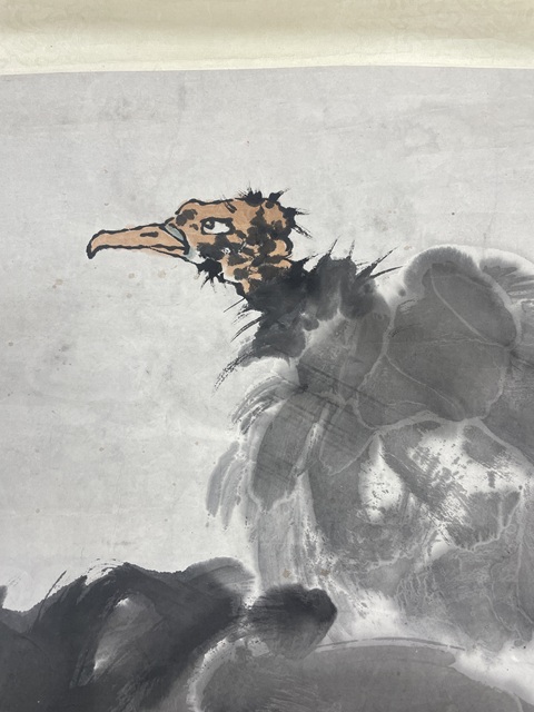 古玩字畫潘天壽款禿鷲真品鑒賞圖