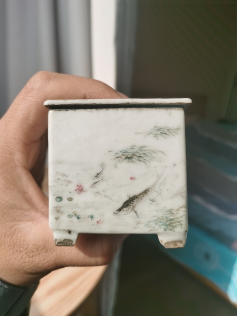 古玩陶瓷汪照黎款淺絳彩文房真品鑒賞圖