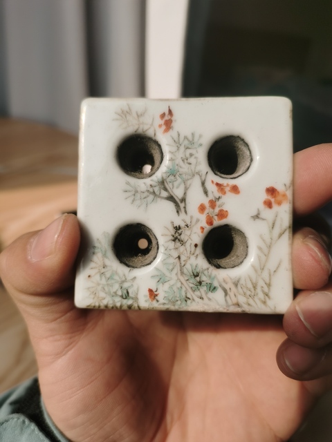 古玩陶瓷汪照黎款淺絳彩文房真品鑒賞圖