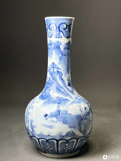 古玩陶瓷青花長頸瓶真品鑒賞圖