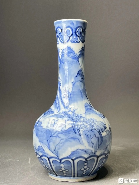 古玩陶瓷青花長頸瓶真品鑒賞圖