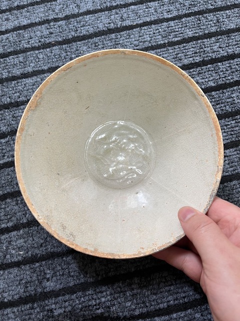 古玩陶瓷雙魚紋影青印花碗真品鑒賞圖