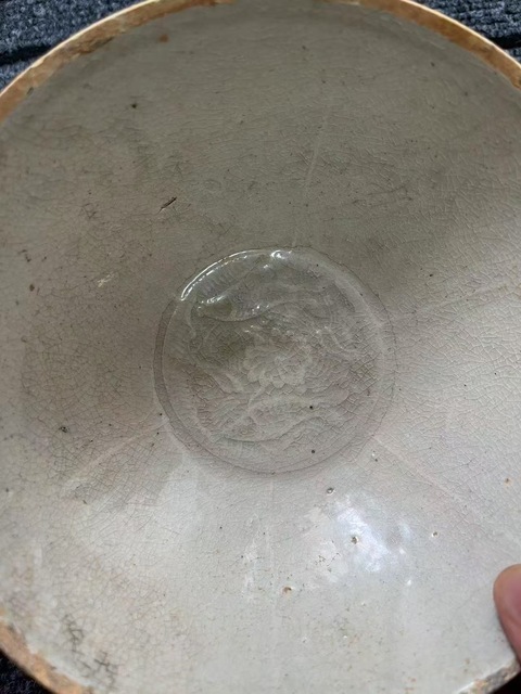 古玩陶瓷雙魚紋影青印花碗真品鑒賞圖