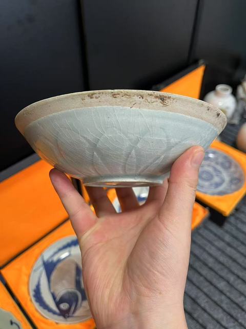 古玩陶瓷湖田窯蓮瓣紋碗真品鑒賞圖