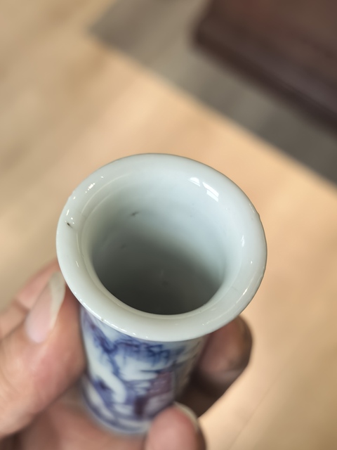 古玩陶瓷青花山水人物紋箭筒真品鑒賞圖