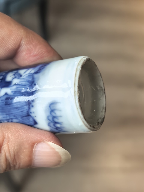 古玩陶瓷青花山水人物紋箭筒真品鑒賞圖