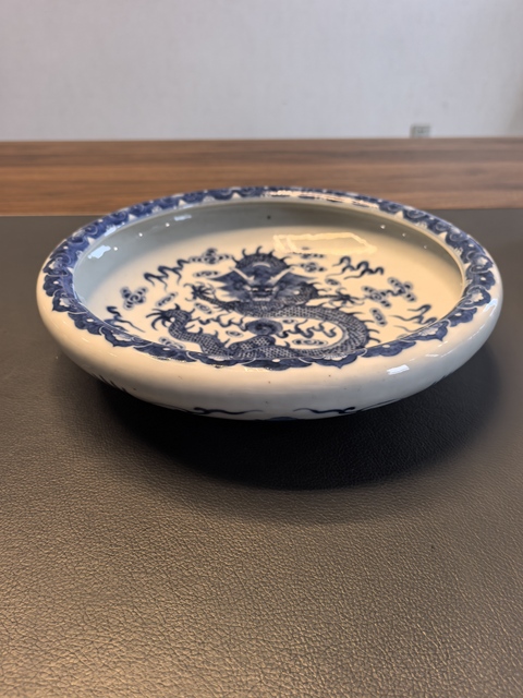 古玩陶瓷民國青花龍紋鏜鑼洗真品鑒賞圖