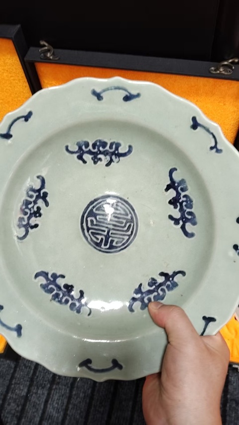 古玩陶瓷五福同壽盤真品鑒賞圖