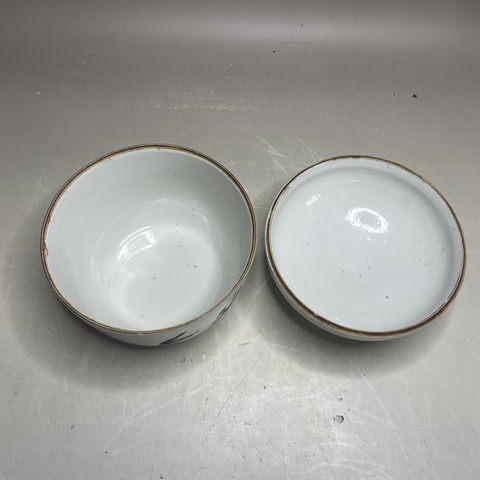 古玩陶瓷墨彩花鳥紋蓋缸真品鑒賞圖