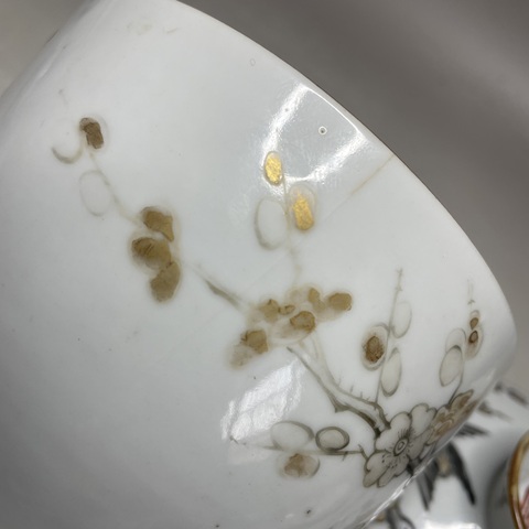 古玩陶瓷墨彩花鳥紋蓋缸真品鑒賞圖