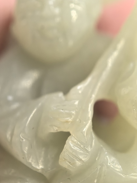 古玩玉器童子圓雕件真品鑒賞圖
