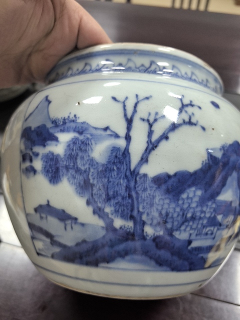 古玩陶瓷青花粥罐真品鑒賞圖