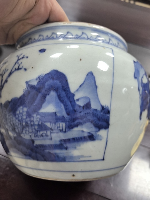 古玩陶瓷青花粥罐真品鑒賞圖
