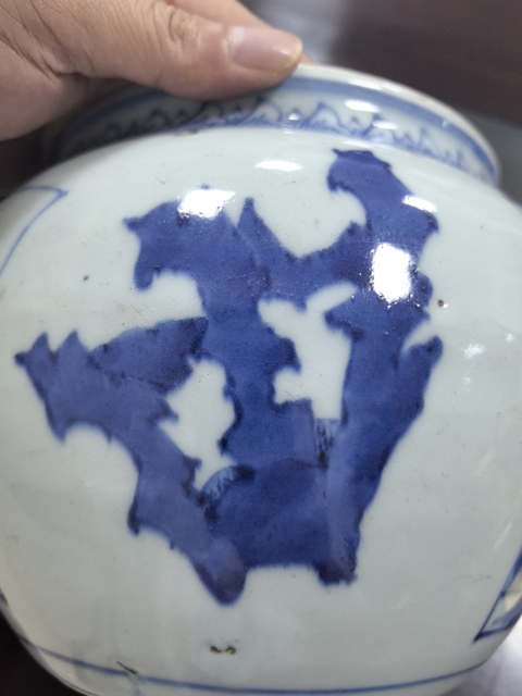 古玩陶瓷青花粥罐真品鑒賞圖