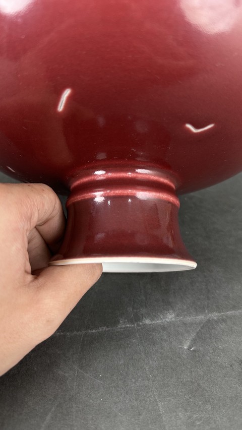 古玩陶瓷霽紅釉高足盤真品鑒賞圖
