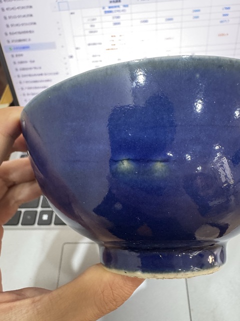 古玩陶瓷清雍正霽藍釉碗真品鑒賞圖