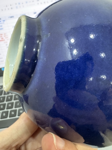 古玩陶瓷清雍正霽藍釉碗真品鑒賞圖