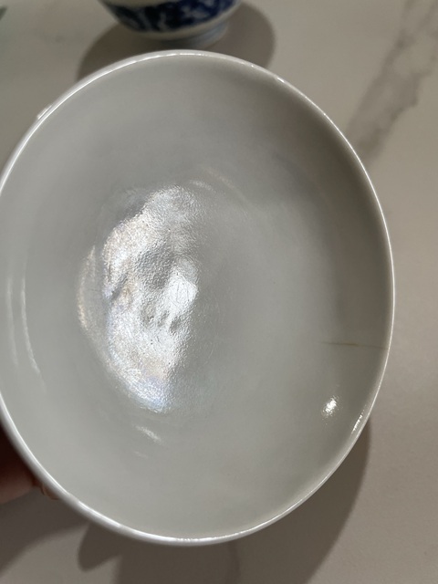 古玩陶瓷青花夔龍紋蓋碗真品鑒賞圖