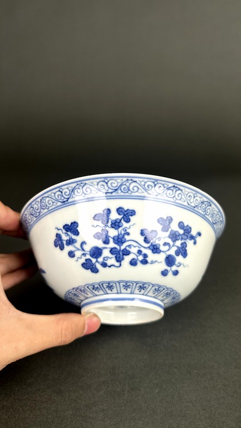 古玩陶瓷青花三多紋宮式碗真品鑒賞圖