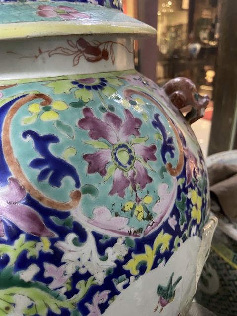古玩陶瓷粉彩滿(mǎn)花卉紋將軍罐真品鑒賞圖