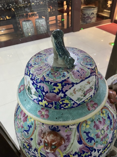 古玩陶瓷粉彩滿(mǎn)花卉紋將軍罐真品鑒賞圖