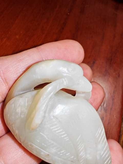 古玩玉器白玉大雁銜枝真品鑒賞圖