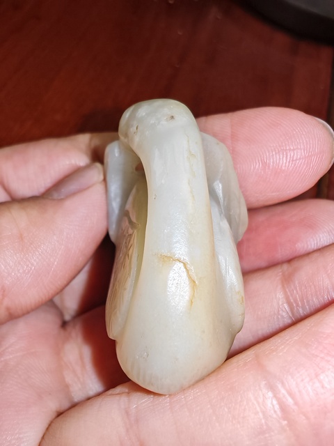 古玩玉器白玉大雁銜枝真品鑒賞圖