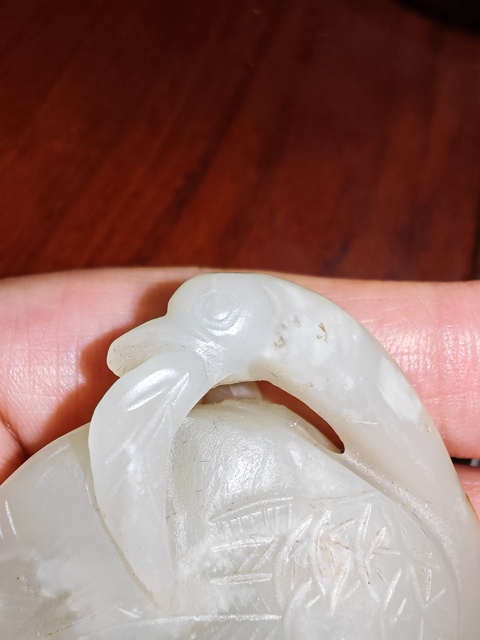 古玩玉器白玉大雁銜枝真品鑒賞圖