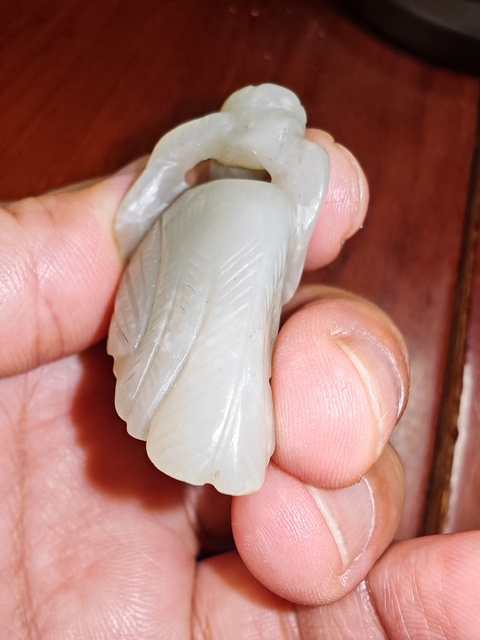 古玩玉器白玉大雁銜枝真品鑒賞圖