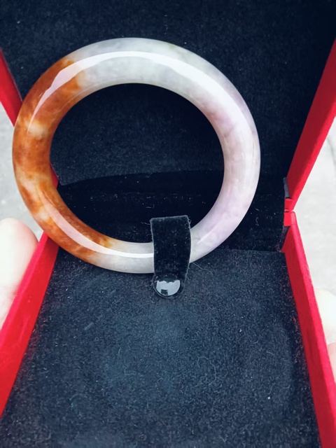 古玩玉器燒色翡翠手鐲真品鑒賞圖