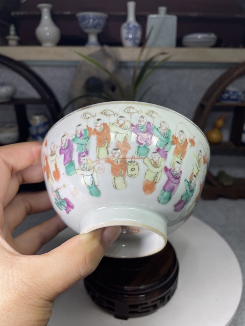 古玩陶瓷清同治細路粉彩百子鬧龍燈碗拍賣,當前價格2999元