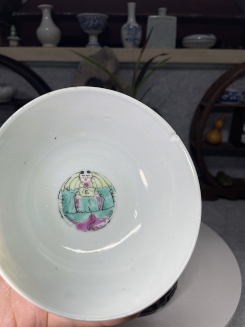 古玩陶瓷清同治細路粉彩百子鬧龍燈碗拍賣,當前價格2999元