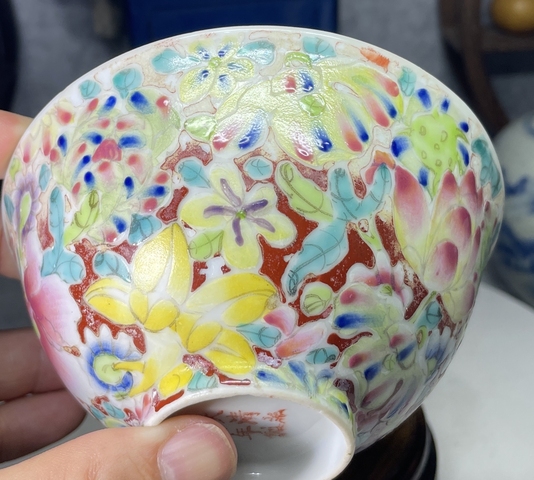 古玩陶瓷民國-粉彩花卉紋茶碗拍賣，當前價格1699元