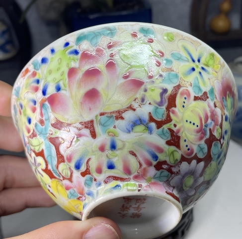 古玩陶瓷民國-粉彩花卉紋茶碗拍賣，當前價格1699元