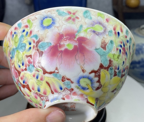 古玩陶瓷民國-粉彩花卉紋茶碗拍賣，當前價格1699元