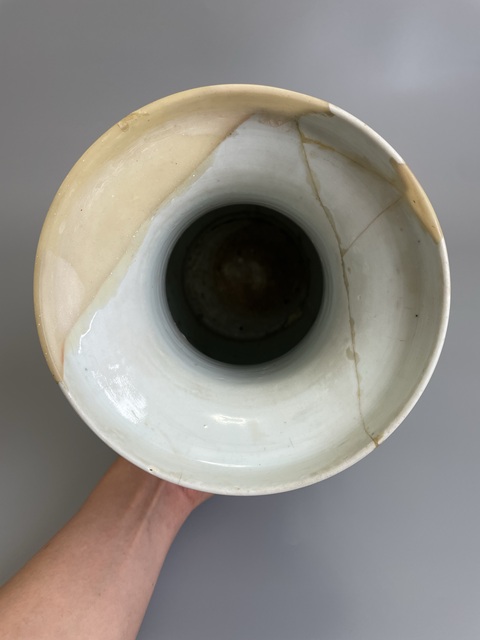 古玩陶瓷清乾隆 青花四季花卉紋雙耳盤口瓶拍賣,當前價格980元