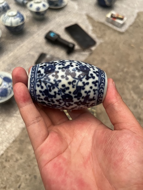 古玩陶瓷青花鳥食罐真品鑒賞圖