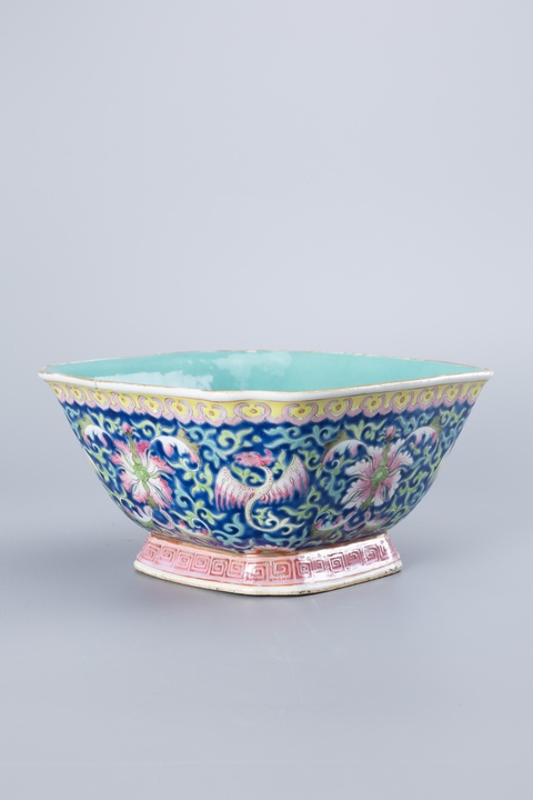古玩陶瓷晚清細路粉彩高足碗真品鑒賞圖