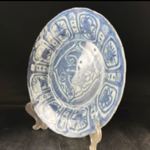 古玩陶瓷克拉克青花盤真品鑒賞圖