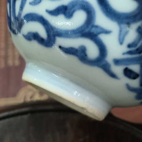 古玩陶瓷青花花間壽字杯，疑似復窯真品鑒賞圖