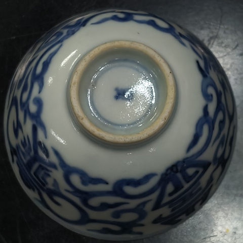 古玩陶瓷青花花間壽字杯，疑似復窯真品鑒賞圖