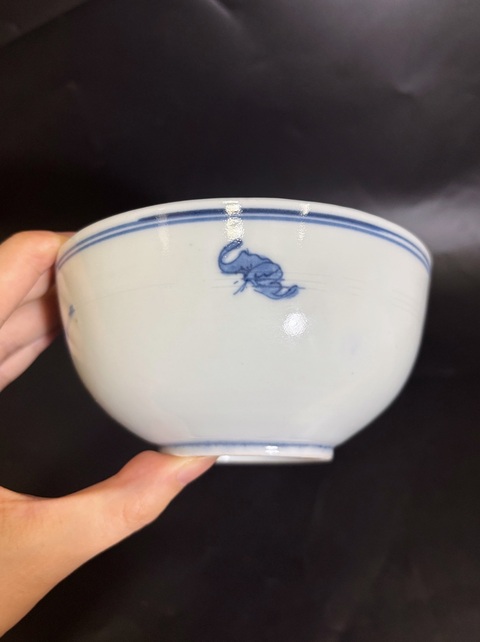 古玩陶瓷晚清·青花竹林七賢紋碗真品鑒賞圖