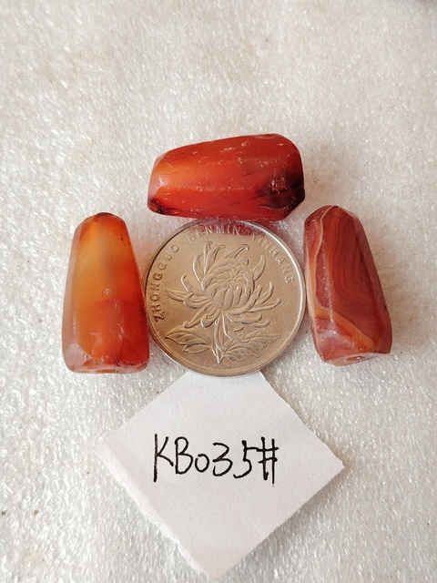 古玩玉器天然紅瑪瑙多棱珠3顆拍賣,當前價格96元