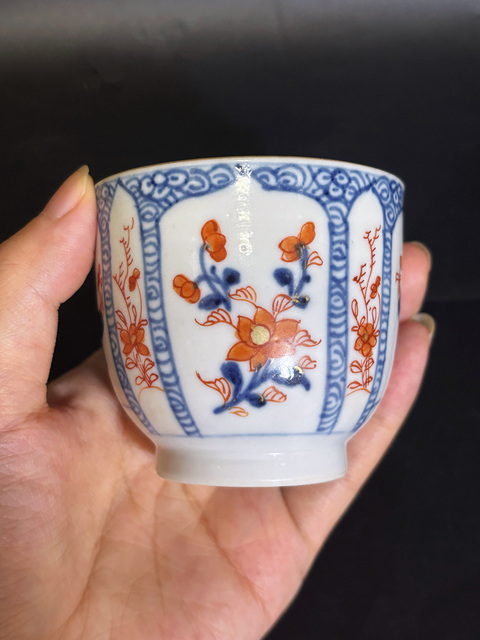 古玩陶瓷青花礬紅描金杯碟真品鑒賞圖