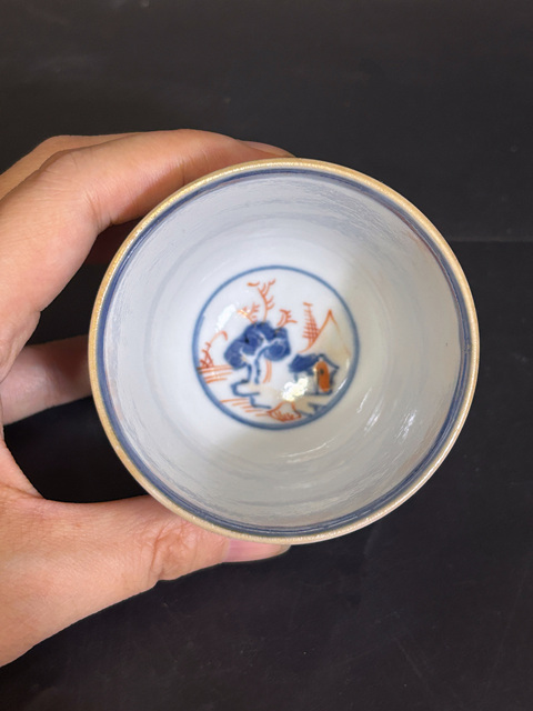 古玩陶瓷青花礬紅描金杯碟真品鑒賞圖