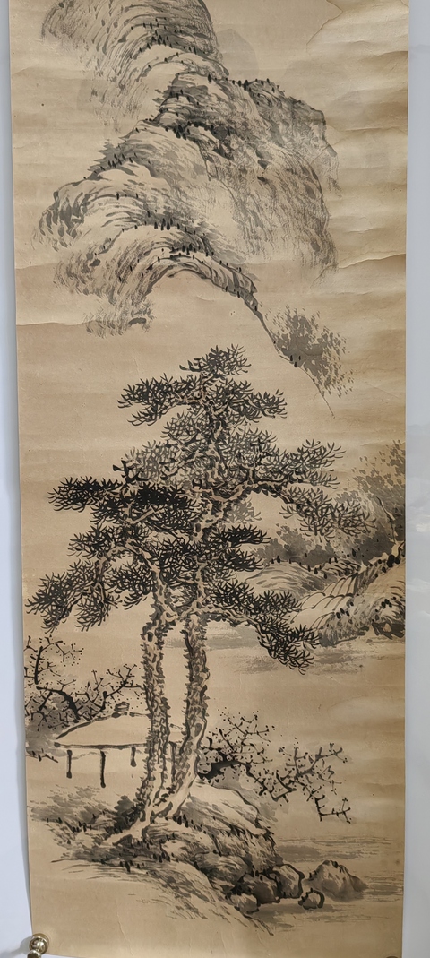 古玩字畫清晚期山水拍賣,當前價格120元