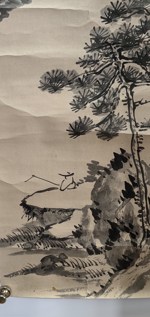 古玩字畫清末民初山水《垂釣》拍賣,當前價格150元
