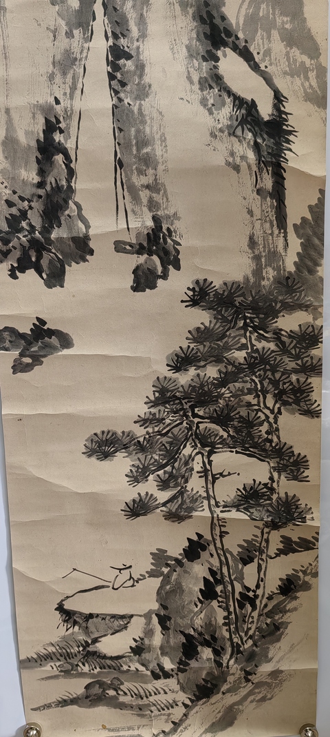 古玩字畫清末民初山水《垂釣》拍賣,當前價格150元