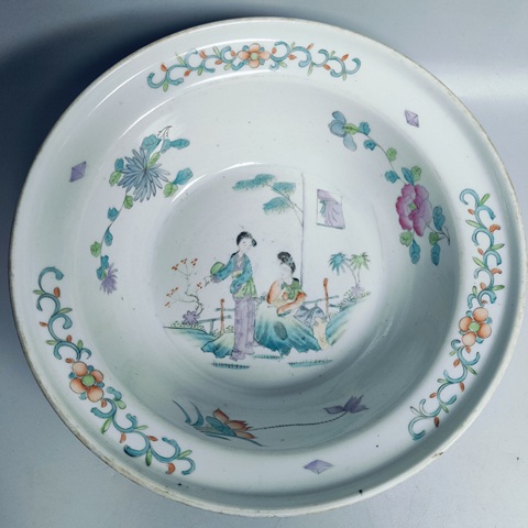 古玩陶瓷仕女紋粉彩凈手盆拍賣,當前價格2200元