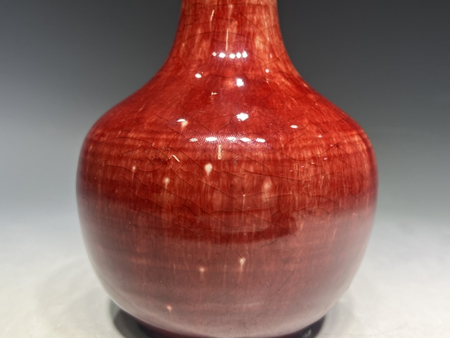 古玩陶瓷晚清·郎窯紅釉天球瓶真品鑒賞圖